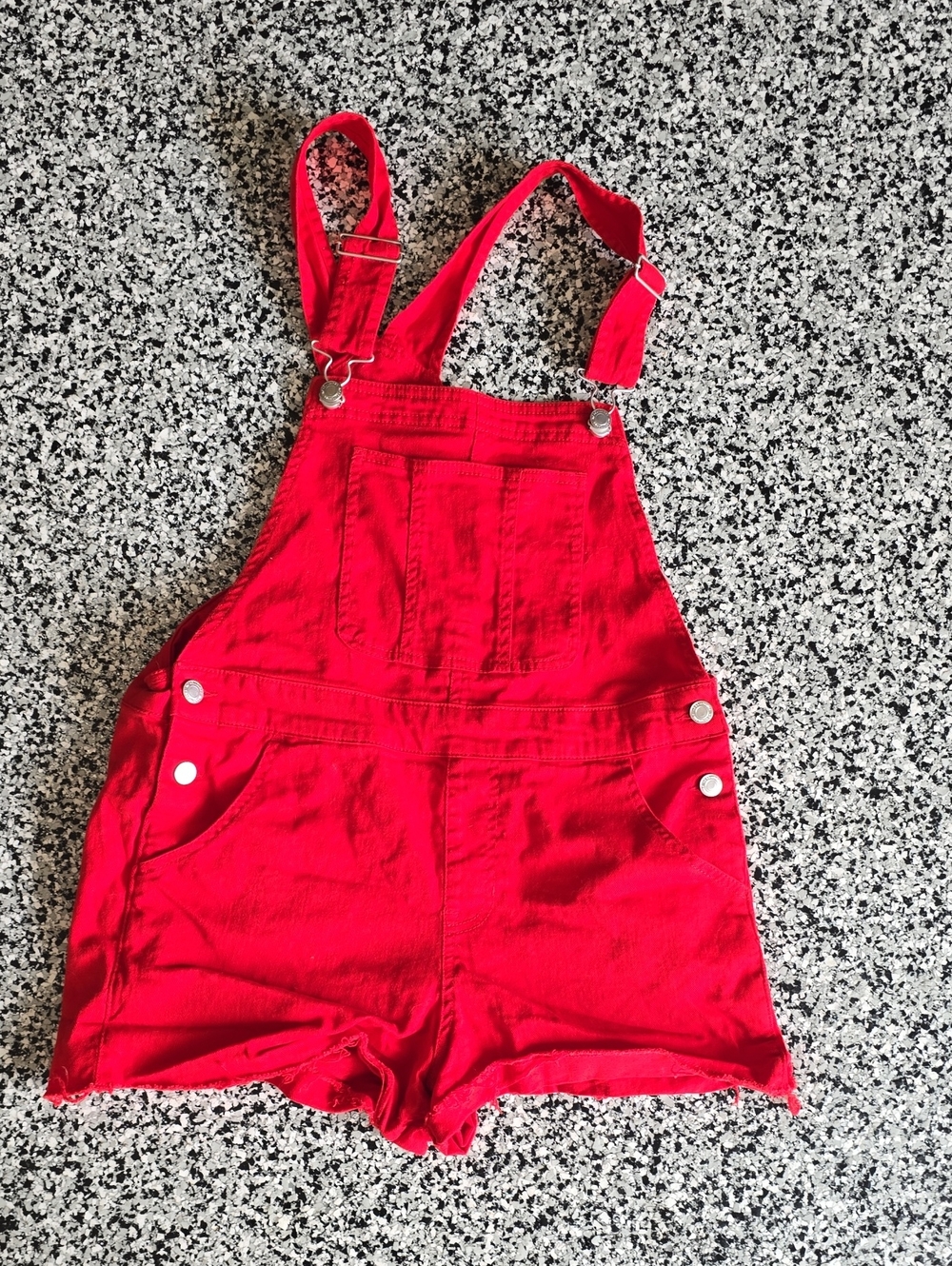 No Boundaries Bright Red Short Overalls